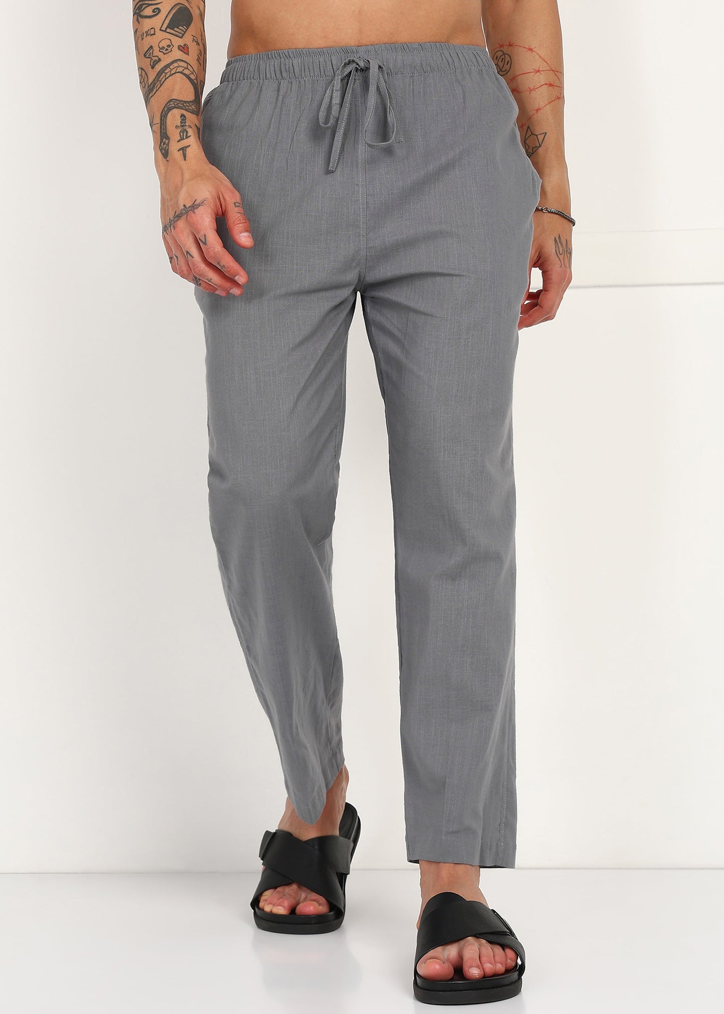 Fabmade Slate Grey Linen Pyjama - Distacart