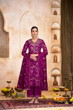 Thumbnail for BulBul Rashmi Chanderi Pink Kurta Set with Dupatta