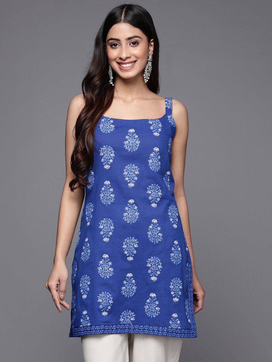Ahalyaa Floral Printed Pure Cotton Tunic - Distacart