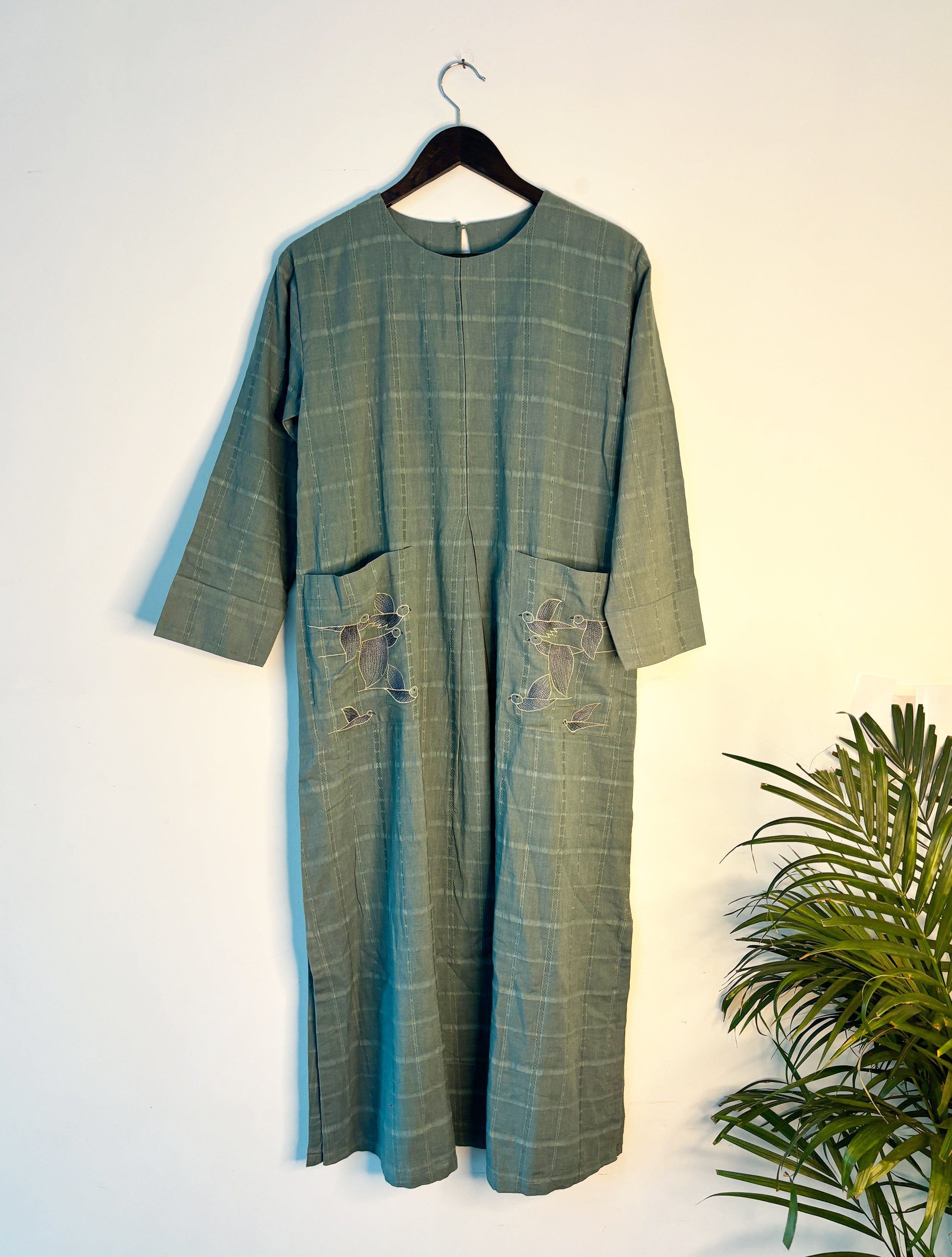 trueBrowns Light Blue Dobby Dress - Distacart