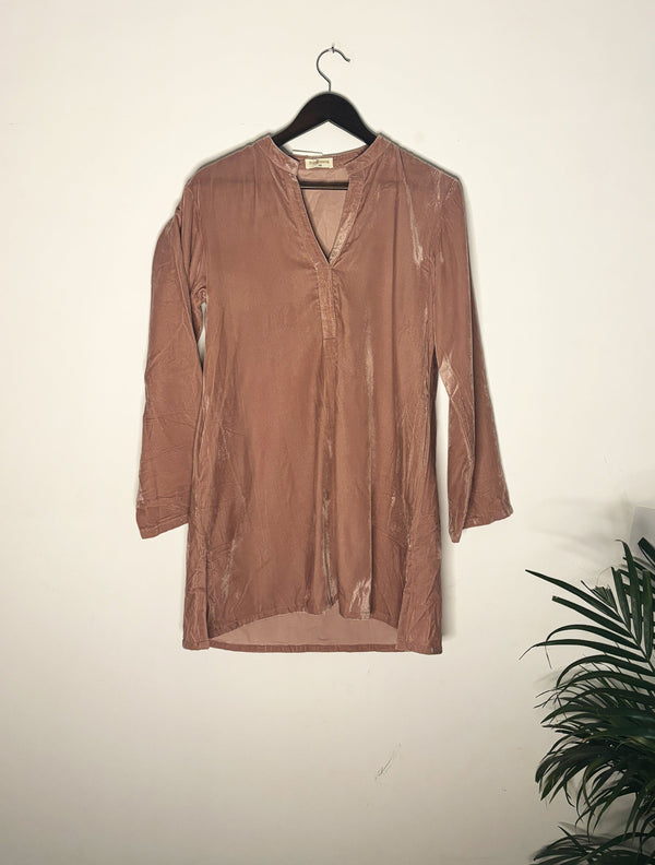 trueBrowns Light Pink Velvet Co-ord Set