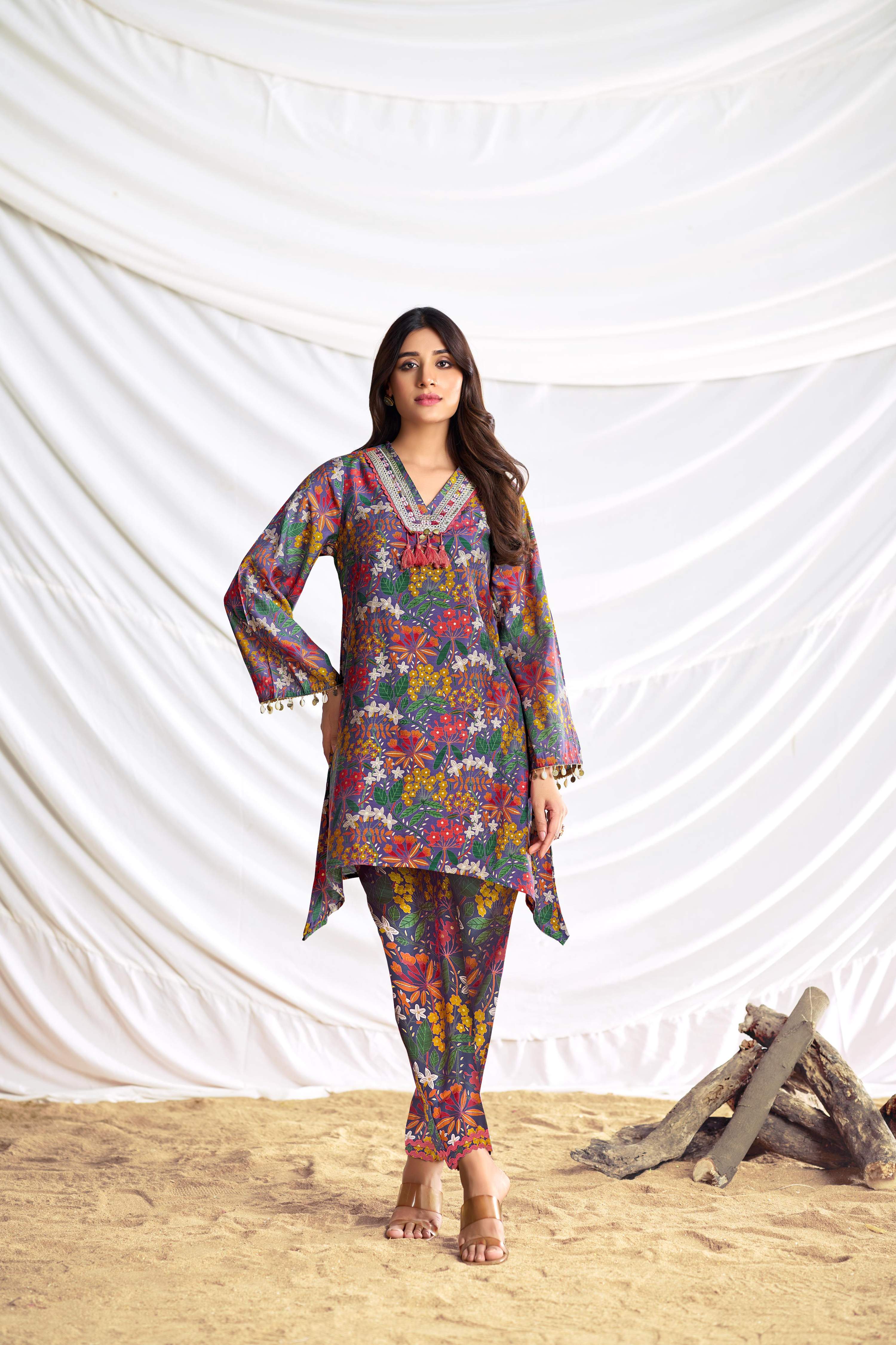 BulBul Dharvi Chanderi Blue Co-Ord Set