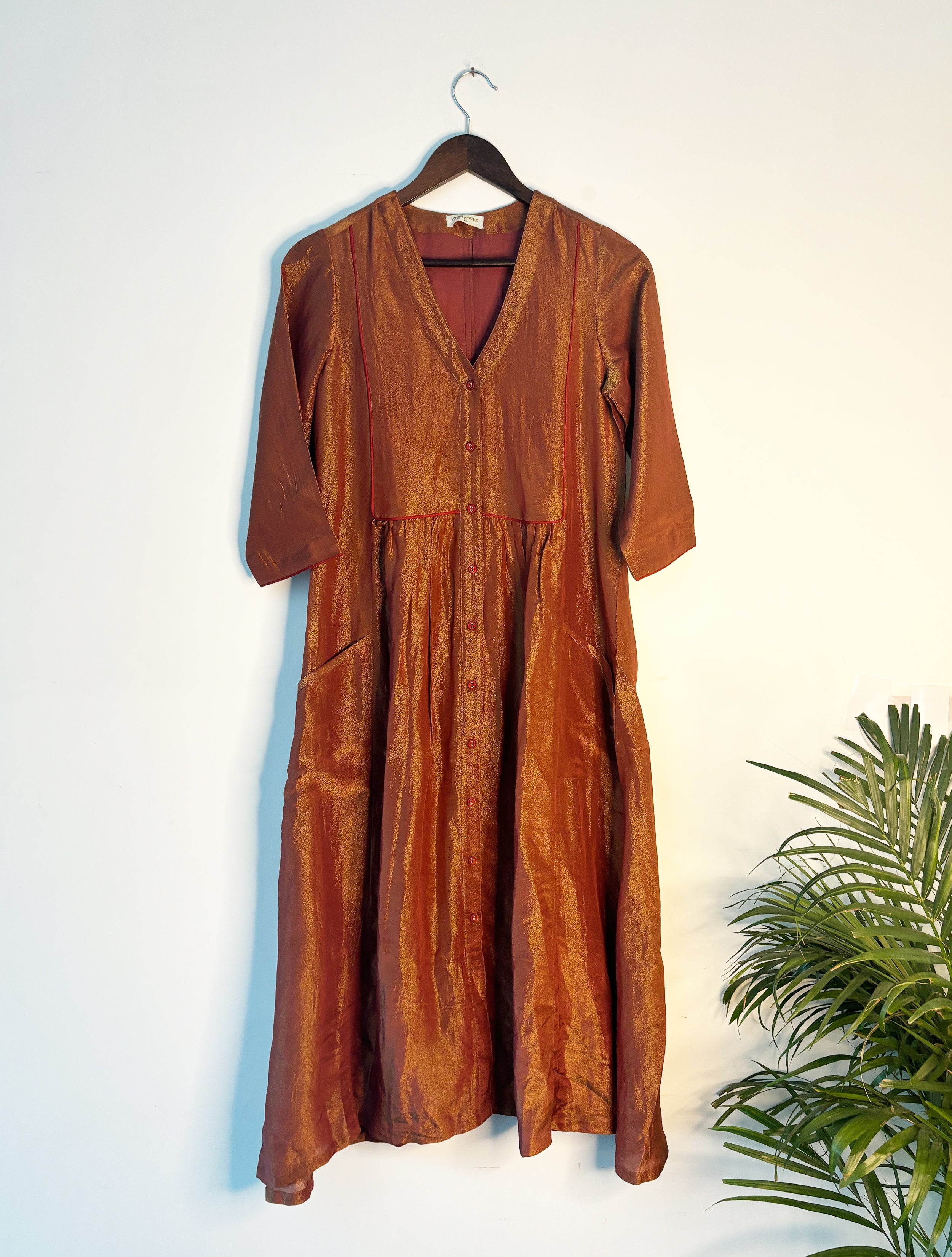 trueBrowns Bronze Tissue Kurta - Distacart
