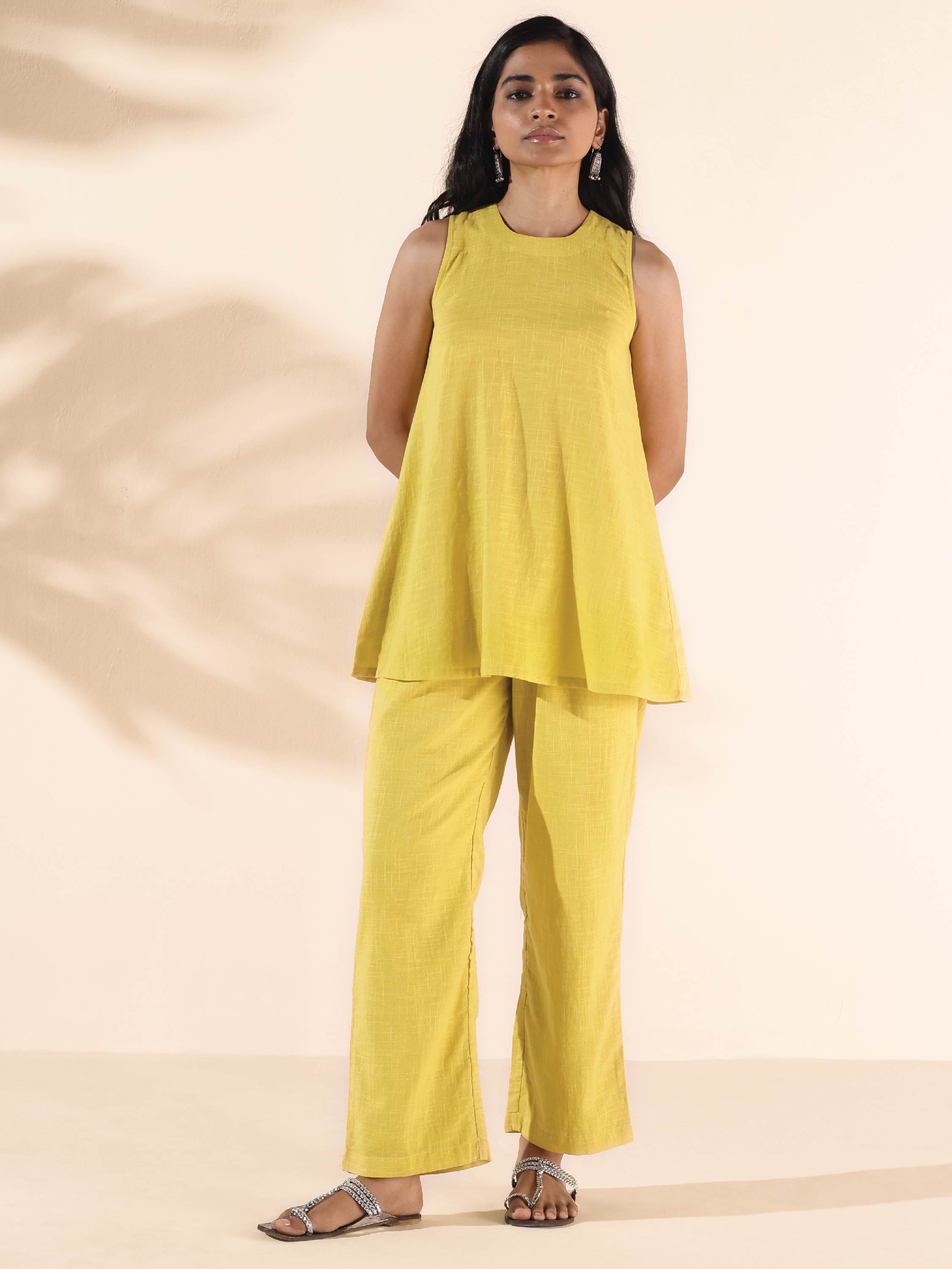 trueBrowns Lime Cotton Sleeveless Co-ord Set - Distacart