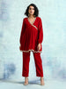 trueBrowns True Red Velvet Lace Co-Ord Set - Distacart