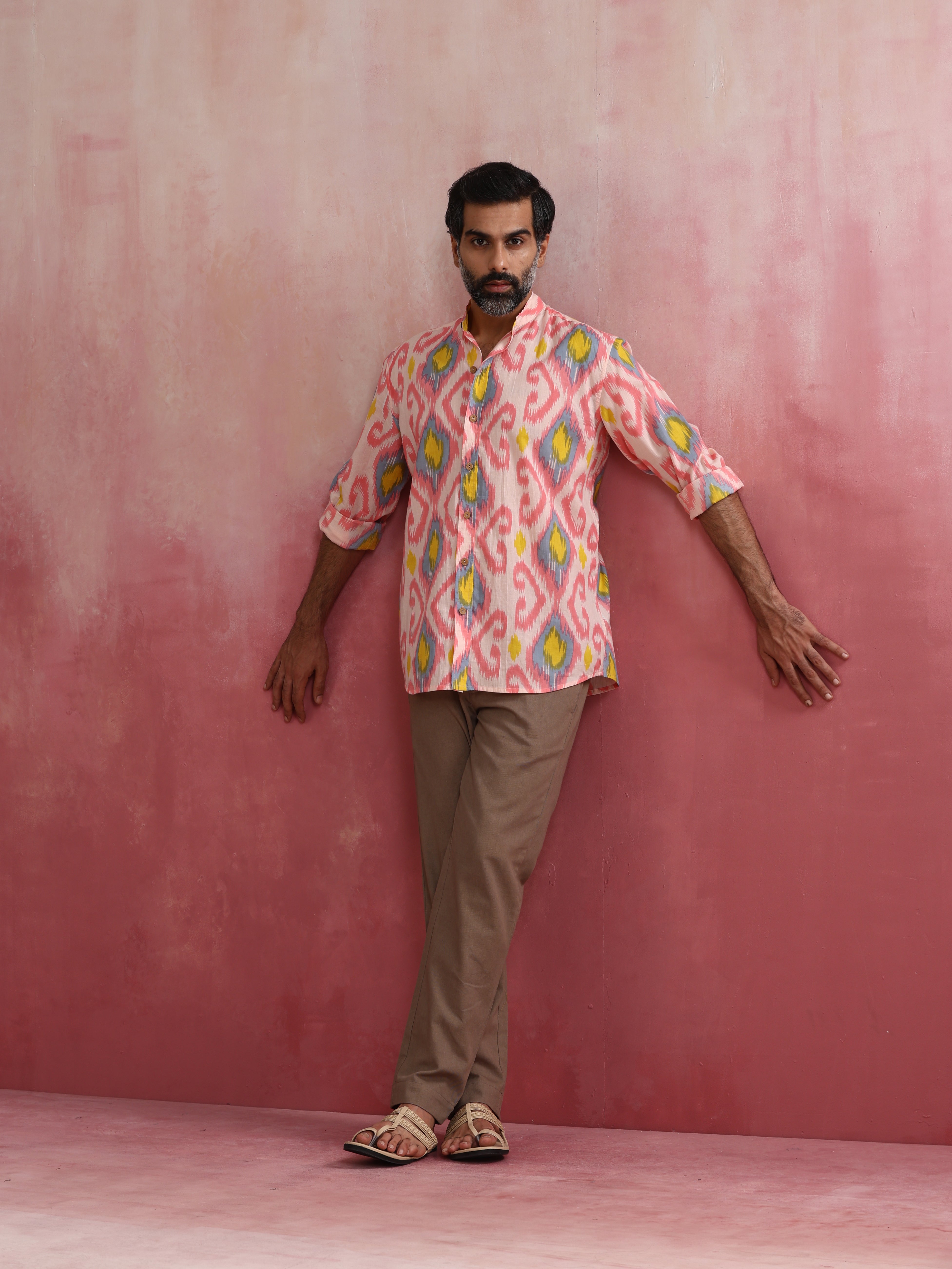 trueBrowns Men's Lime Ikat Print Cotton Shirt - Distacart