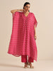 trueBrowns Pink Lehariya Printed Silk Kaftan Pant Set - Distacart
