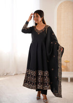 Thumbnail for Anaita White Silk Readymade Anarkali Suit with Embroidery & Sequence Work - Dista