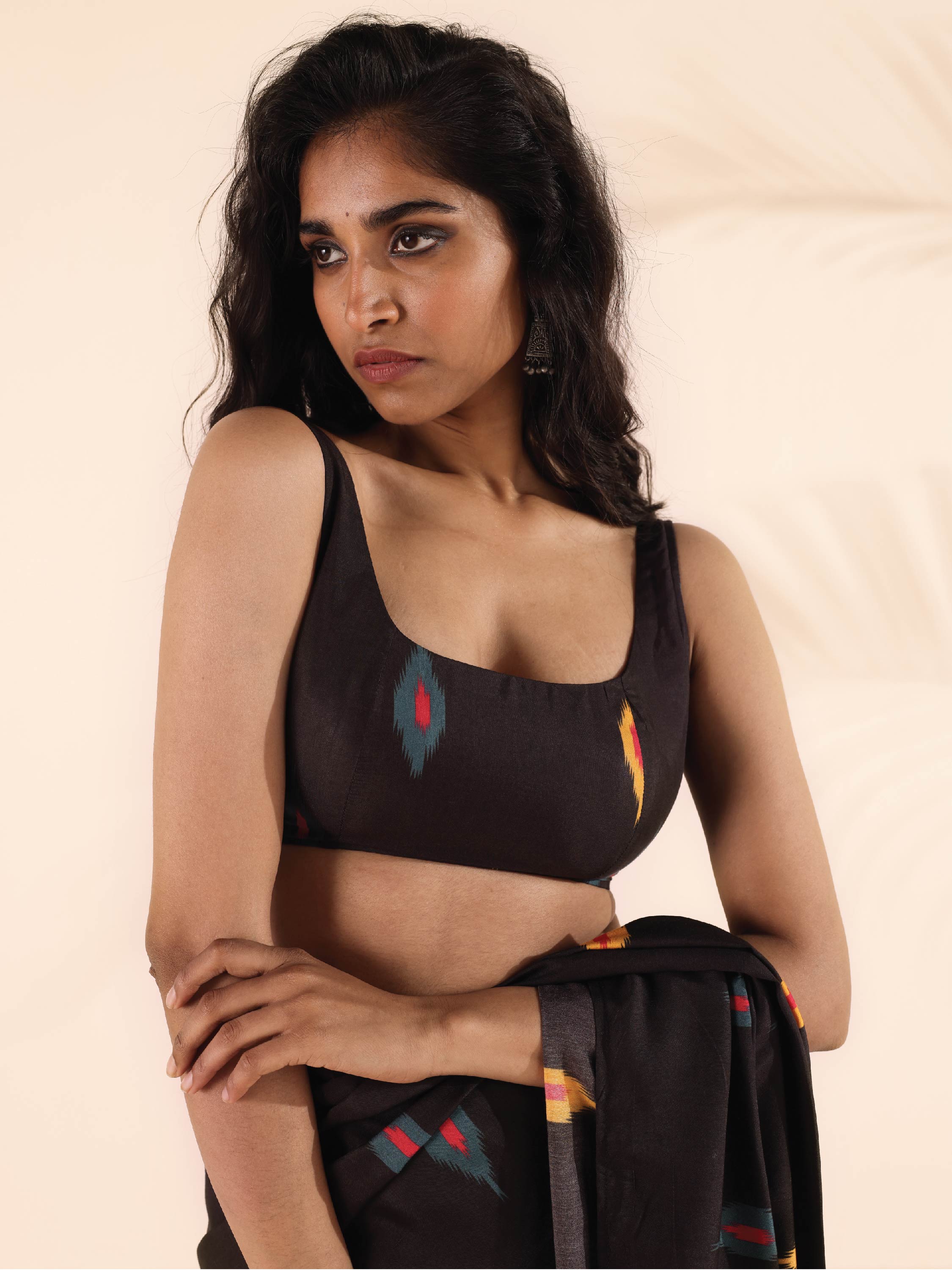 trueBrowns Cola Muslin Ikat Sleeveless Blouse - Distacart