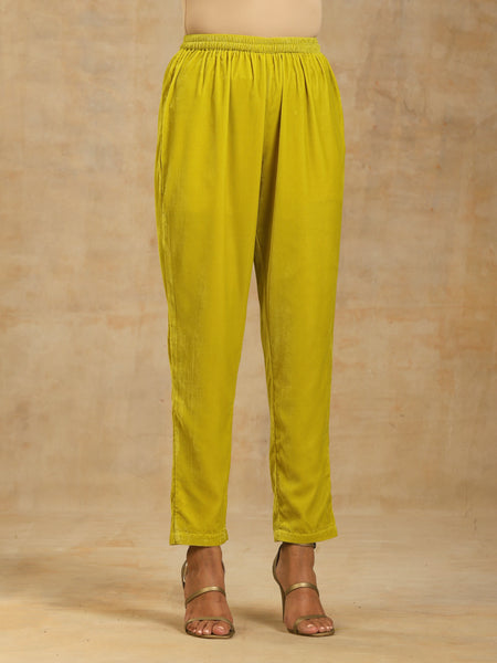 trueBrowns Lime Velvet Pant - Distacart