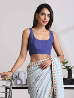 Thumbnail for trueBrowns Blue Muslin Solid Sleeveless Blouse