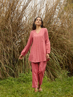 Thumbnail for trueBrowns Coral Cotton Dobby Relaxed Co-ord Set