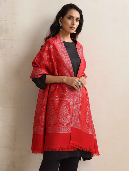trueBrowns Red Woollen Stole - Distacart