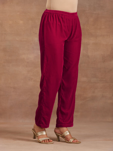 trueBrowns Rani Pink Velvet Pant - Distacart