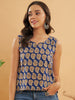 InWeave Ink Blue Small Paisley Kalamkari W/U Top - Distacart