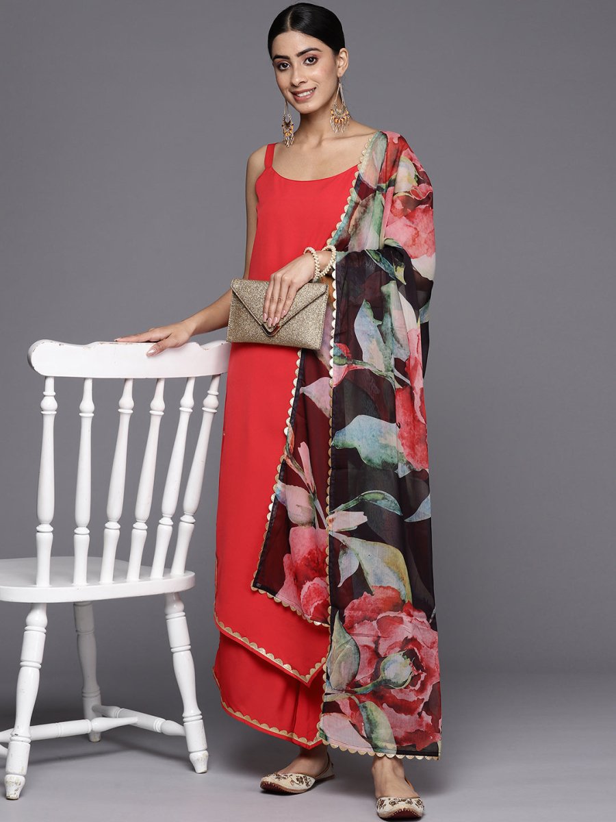 Ahalyaa Womens Crepe Solid Kurta Palazzo Set With Dupatta - Distacart