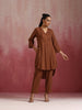 trueBrowns Brown Cotton Dobby Kurta Co-ord set - Distacart