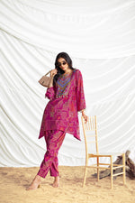 Thumbnail for BulBul Ashka Chanderi Fuschia Co-Ord Set