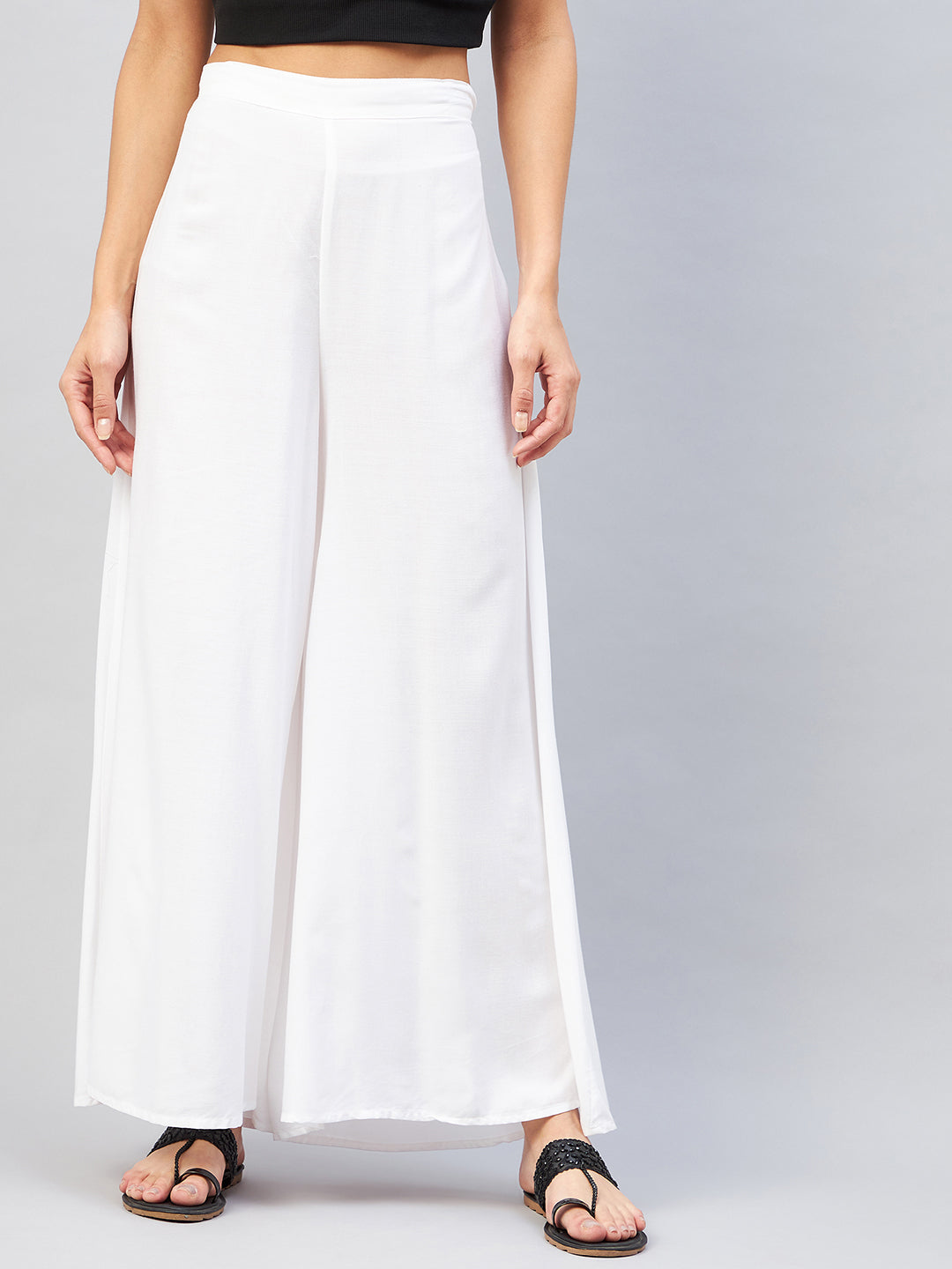 InWeave Solid White Palazzo - Distacart