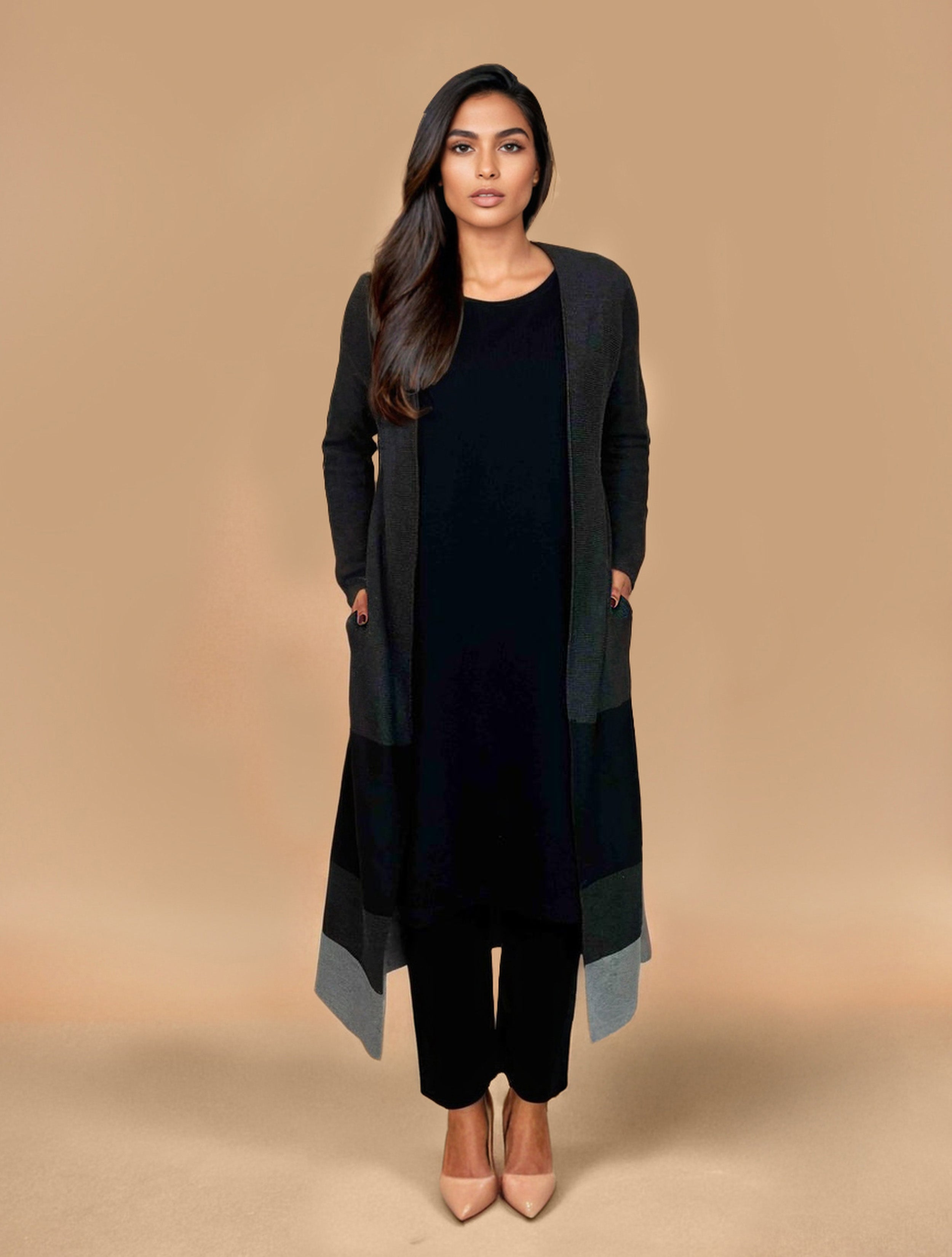trueBrowns Dark Grey Woollen Cape - Distacart