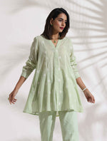Thumbnail for trueBrowns Green Cotton Floral Embroidered Co-ord Set