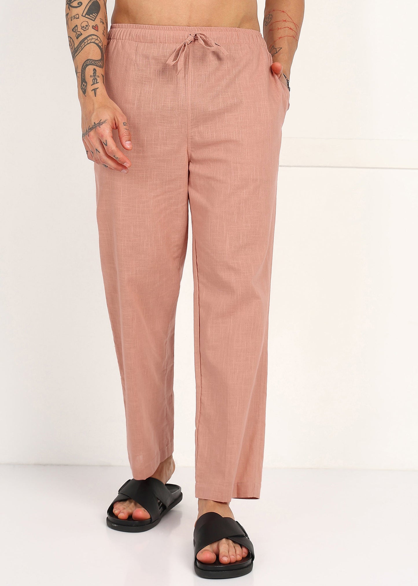 Fabmade Men’S Peach Linen Pyjama - Distacart