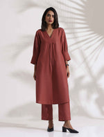 Thumbnail for trueBrowns Pink Slub Kurta Set