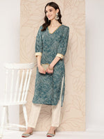 Thumbnail for Ahalyaa Women Floral Printed Gotta Patti Crepe Kurta - Distacart