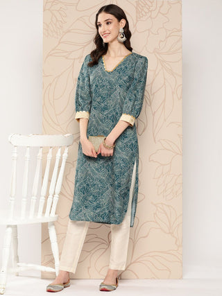 Ahalyaa Women Floral Printed Gotta Patti Crepe Kurta - Distacart