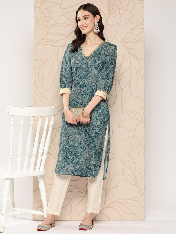 Ahalyaa Women Floral Printed Gotta Patti Crepe Kurta - Distacart