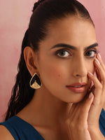 Thumbnail for trueBrowns Brass Black Stone Drop Stud Earrings - Distacart