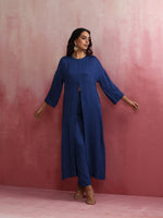 Thumbnail for trueBrowns Blue Modal Front Slit Kurta set