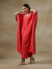 trueBrowns Red Bandhani Printed Silk Panel Kaftan Kurta Pant Set - Distacart