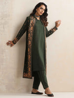 Thumbnail for trueBrowns Green Kashmiri Woollen Jacket 3pc Set