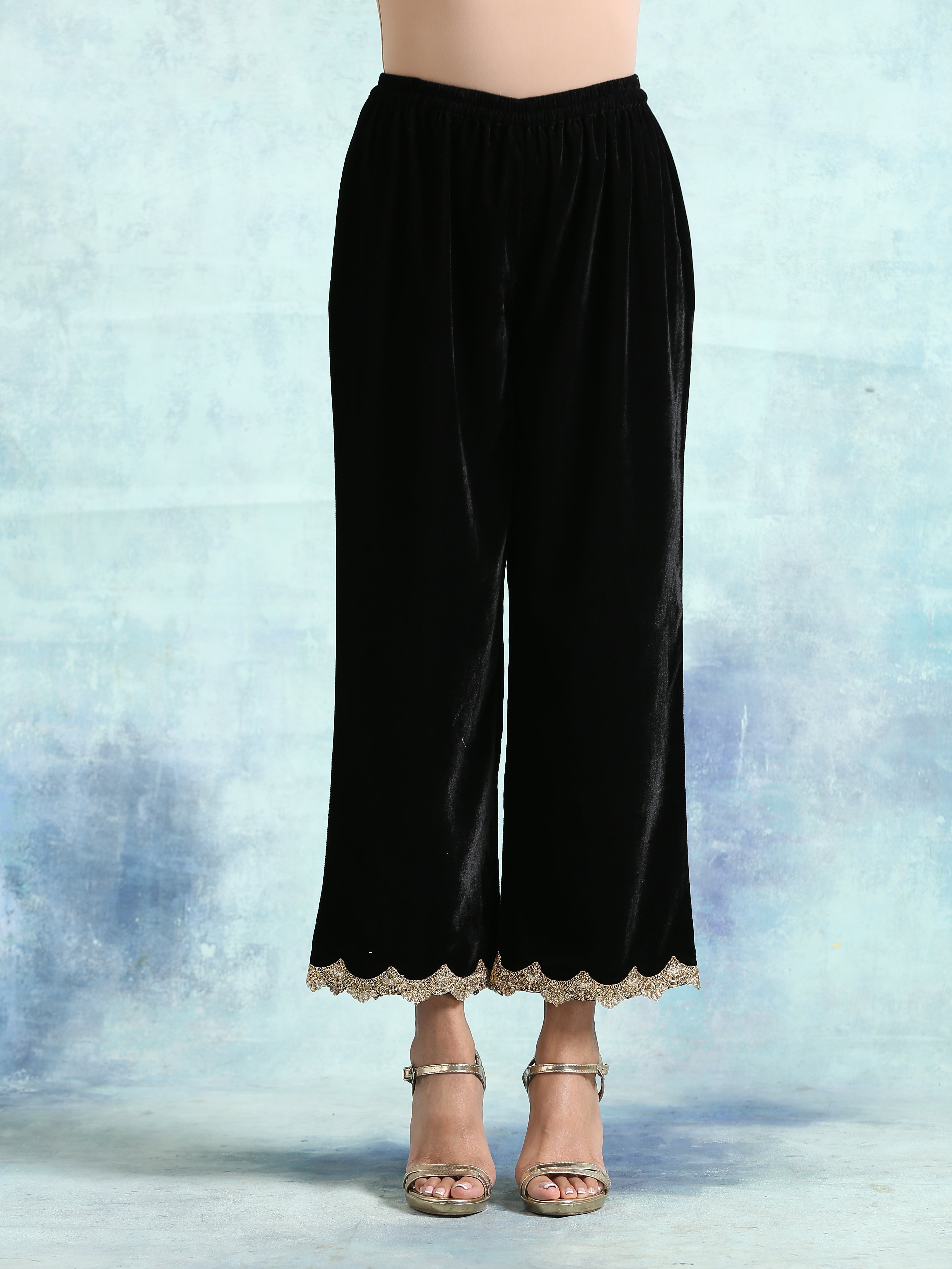 trueBrowns Black Velvet Lace Pant - Distacart