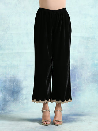trueBrowns Black Velvet Lace Pant - Distacart