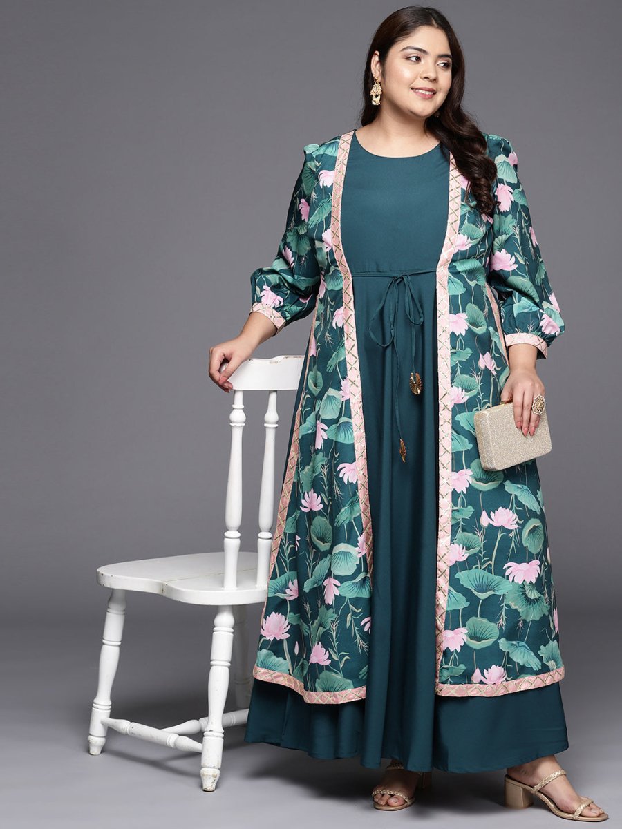 Ahalyaa Plus Size Round neck Maxi Ethnic Dress - Distacart