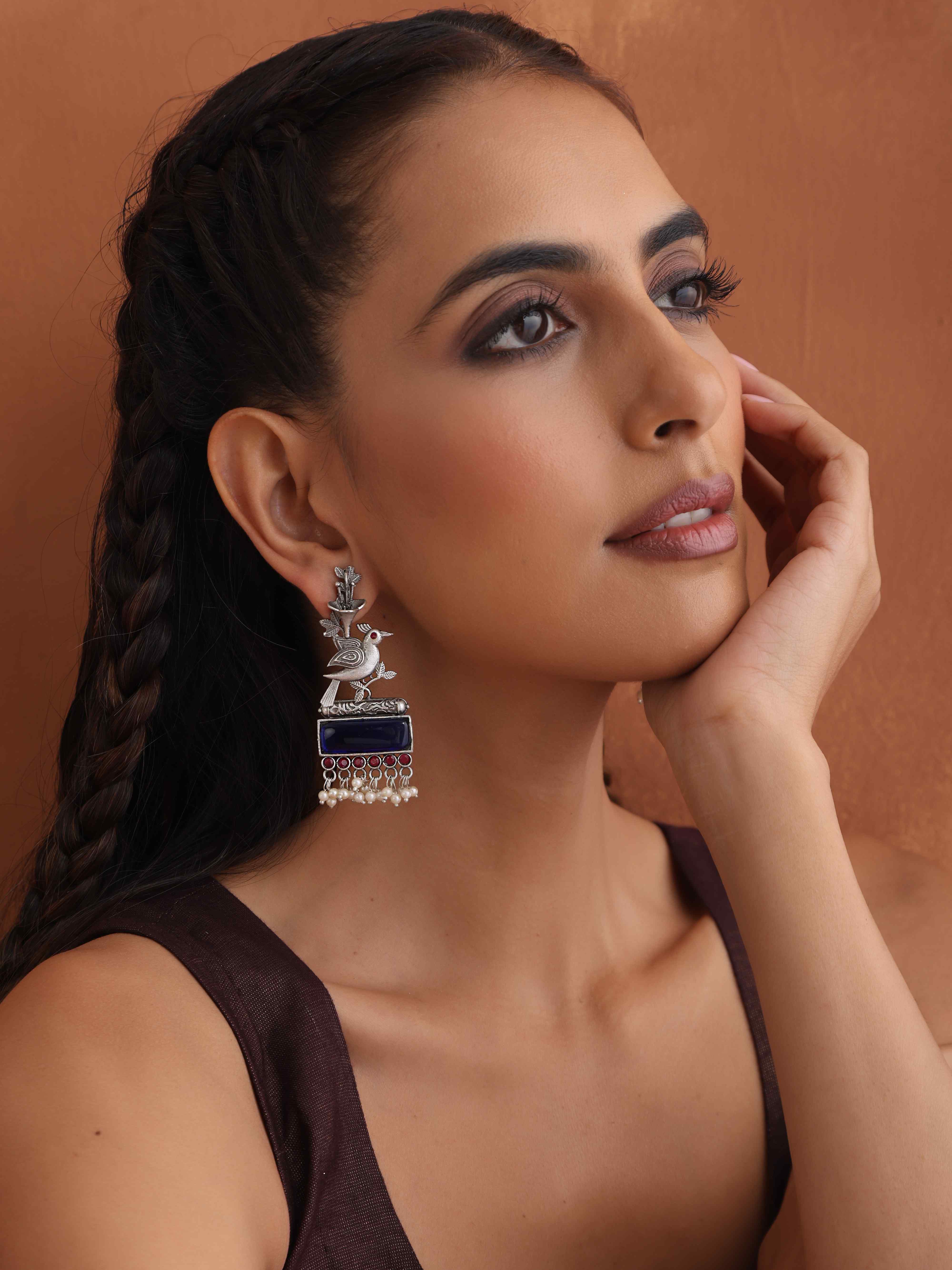 trueBrowns Silver Tone Bird Earrings - Distacart