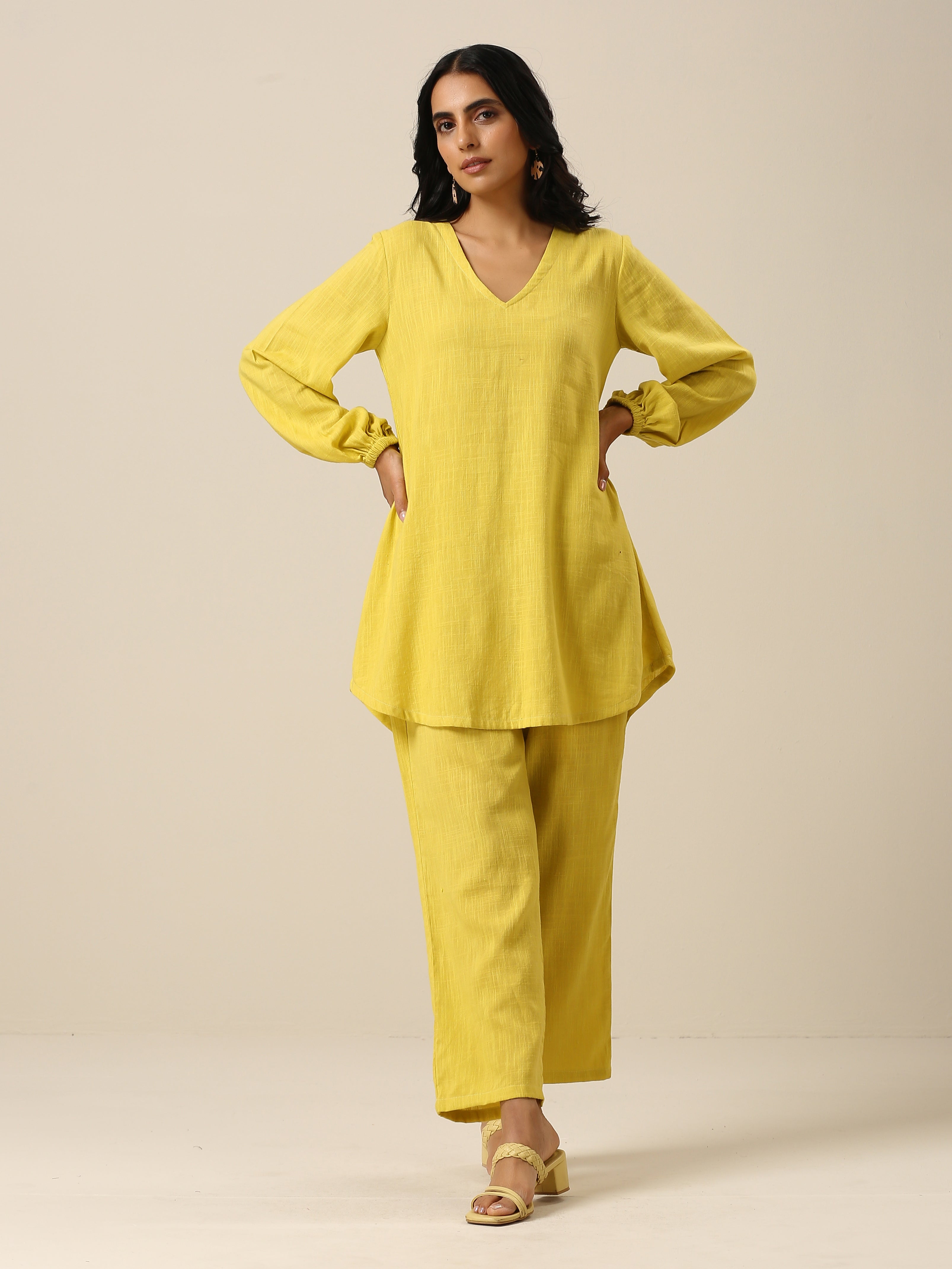 trueBrowns Lime Slub Textured Short Co-Ord Set - Distacart