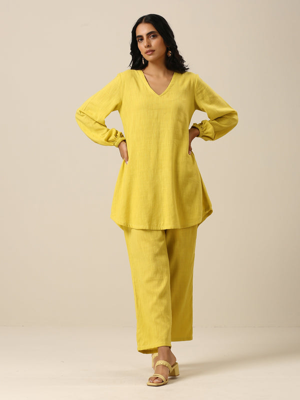 trueBrowns Lime Slub Textured Short Co-Ord Set - Distacart
