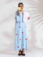 Thumbnail for trueBrowns Blue Cotton Embroidered Dress - Distacart