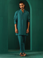 Thumbnail for trueBrowns Men's Teal Silk Co-ord Set - Distacart