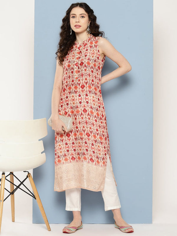 Ahalyaa Women Ethnic Motifs Embroidered Gotta Patti Kurta - Distacart