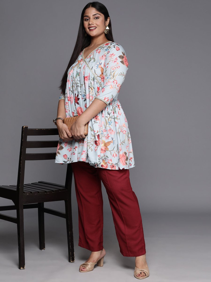 Ahalyaa Plus Size Floral Printed Tunic - Distacart