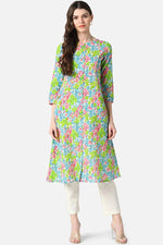Thumbnail for Ahika Multi Colored Floral Rayon Blend A-line shape Printed Kurta