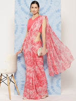 Thumbnail for Ahalyaa Floral Poly Chiffon Saree - Distacart