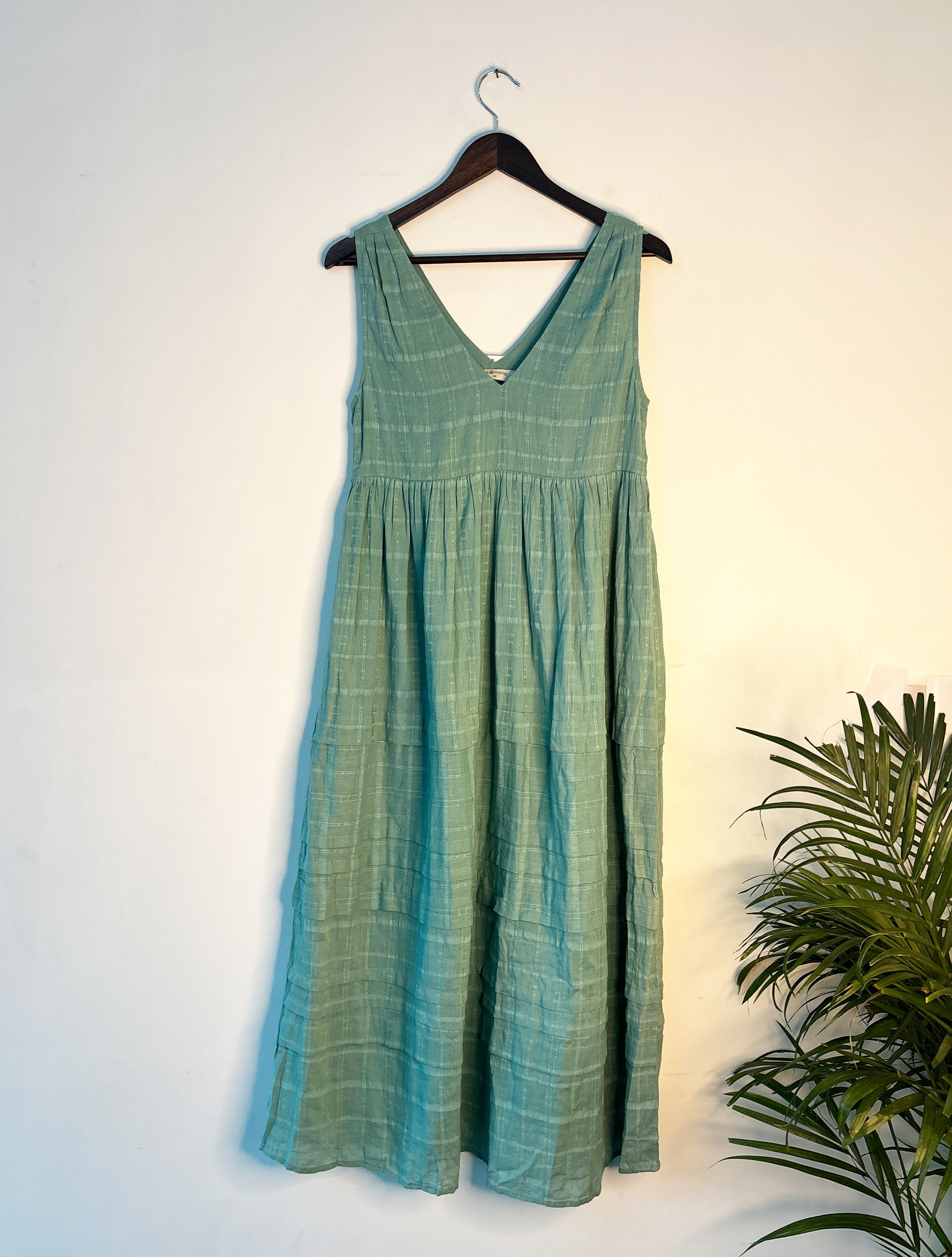 trueBrowns Blue Cotton Dobby Dress - Distacart