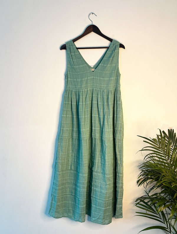 trueBrowns Blue Cotton Dobby Dress