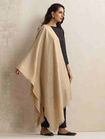 Thumbnail for trueBrowns Beige Floral Jaal Woollen Stole