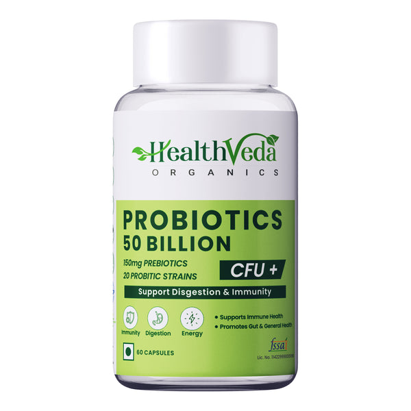 Health Veda Organics Probiotics 50 Billion Veg Capsules - Distacart